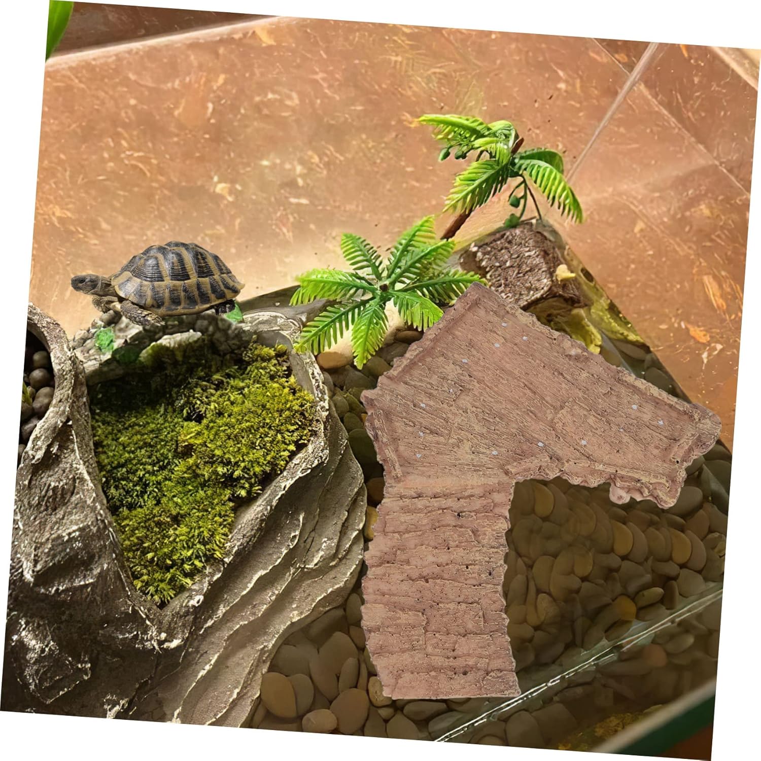 FRCOLOR Resin Turtle Basking Platform Realistic Sea Turtle Decor for Reptile Tank
