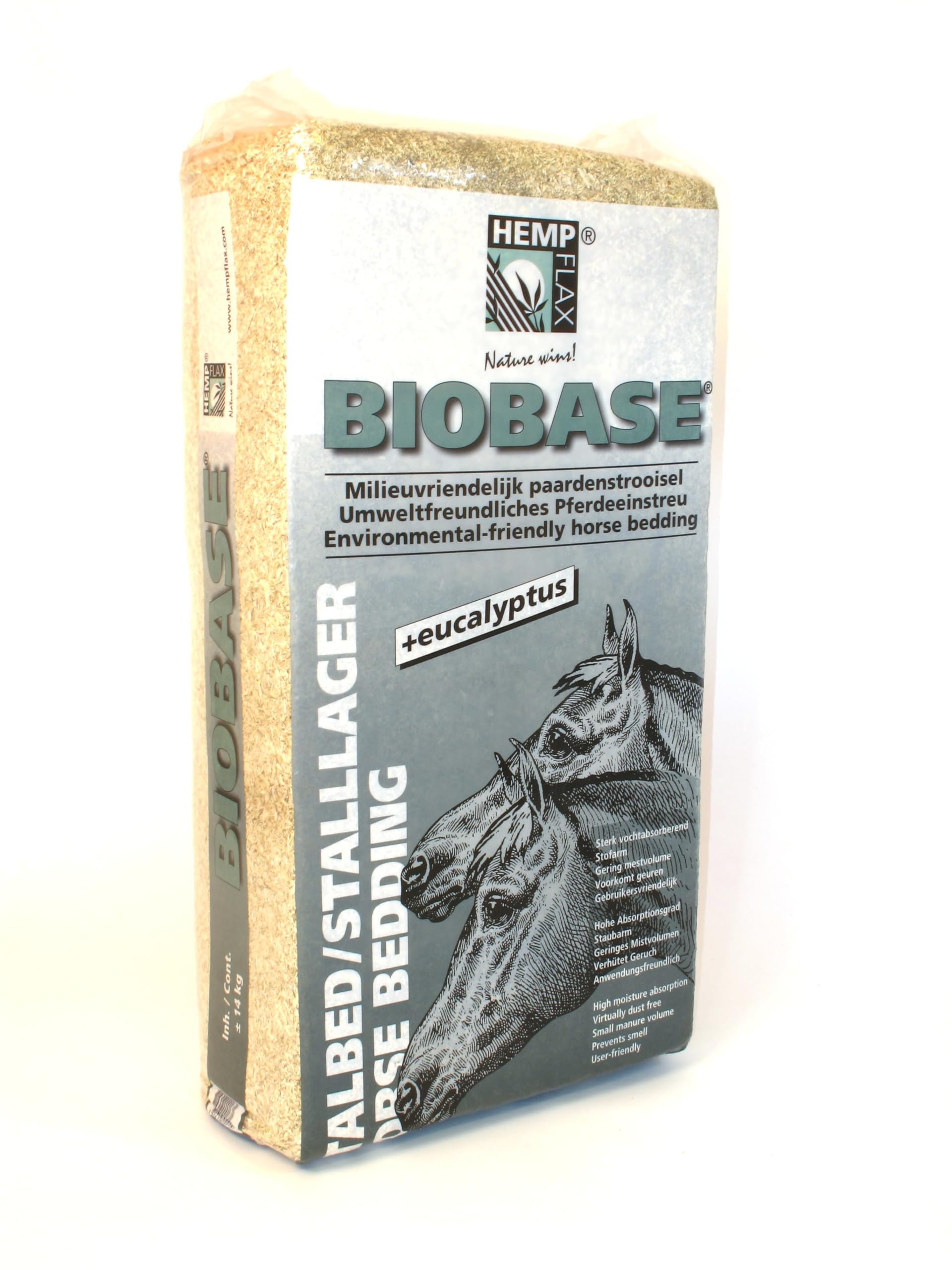 HempFlax Biobase Hanfeinstreu mit Eukalyptus 14 kg – HempFlax Biobase – staubfrei für Pferde & Kleintiere, hochsaugfähig, nachhaltig, ideal bei Atemwegserkrankungen