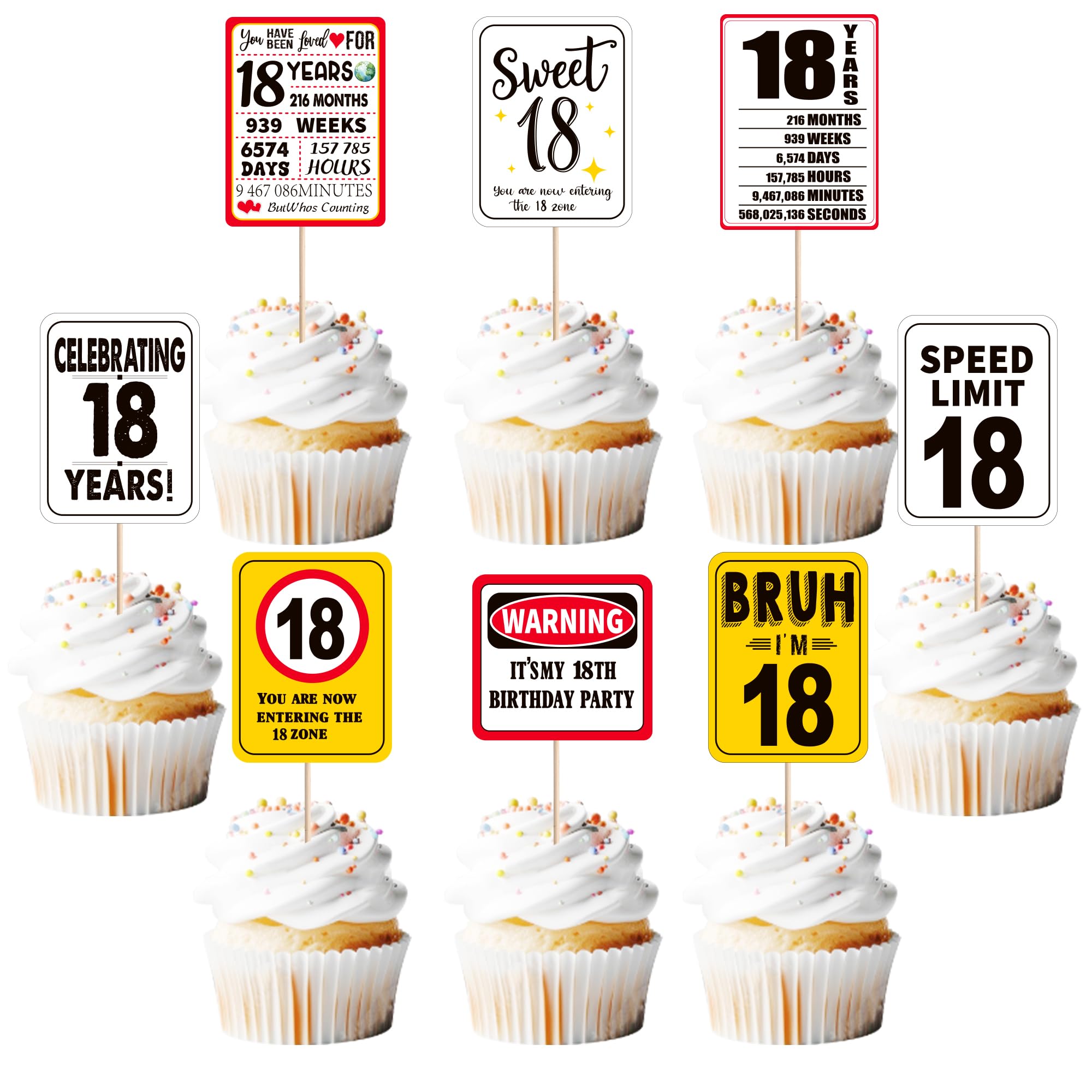 40 Stück Happy 18th Geburtstag Cupcake Toppers Sweet 18 Prost auf 18 Jahre Tortendeko It's My 18th Birthday Cupcake Dekorationen für Mädchen Junge Geburtstag Jahrestag Party Kuchen Dekorationen