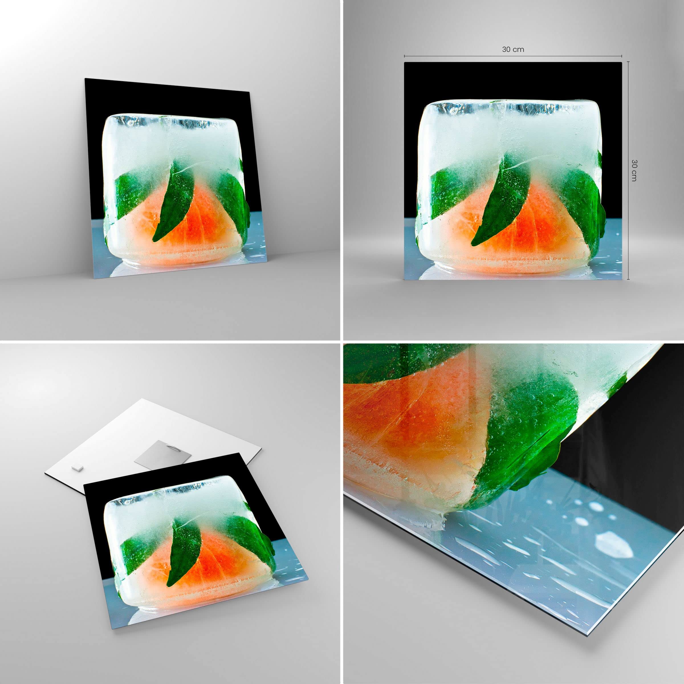 Tableau Sur Verre 70x50cm - Photo Fruit Dessert Bio, Décoration Moderne Pour Cuisine/salon