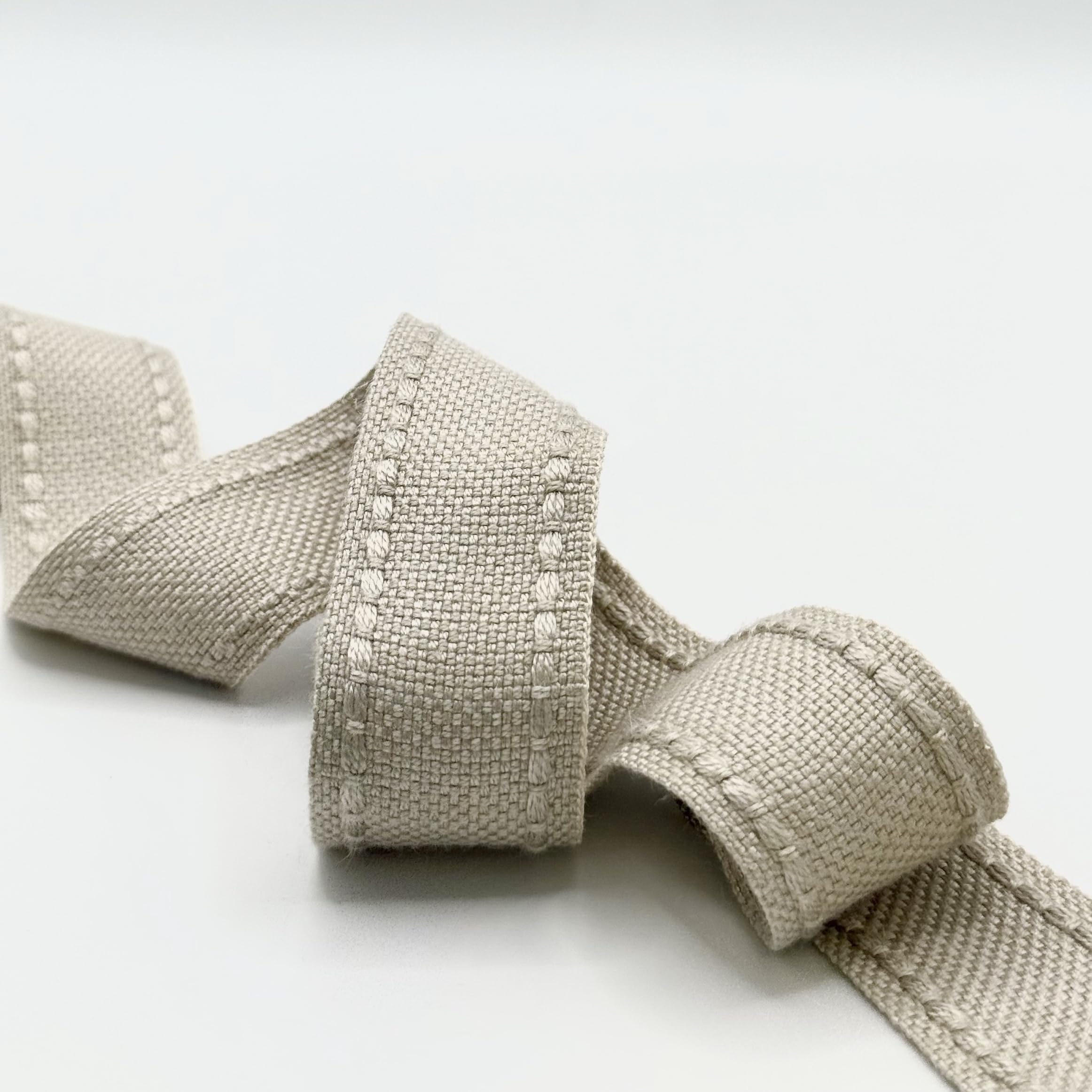 3CM Woven Braid Beige ON 25M Card