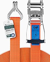CargoVA Pack of 2 Heavy Duty Ratchet Straps 5000 kg, TÜV/GS and DIN Lashing Strap, Width 50 mm x 6 m, Ideal for Professional Applications