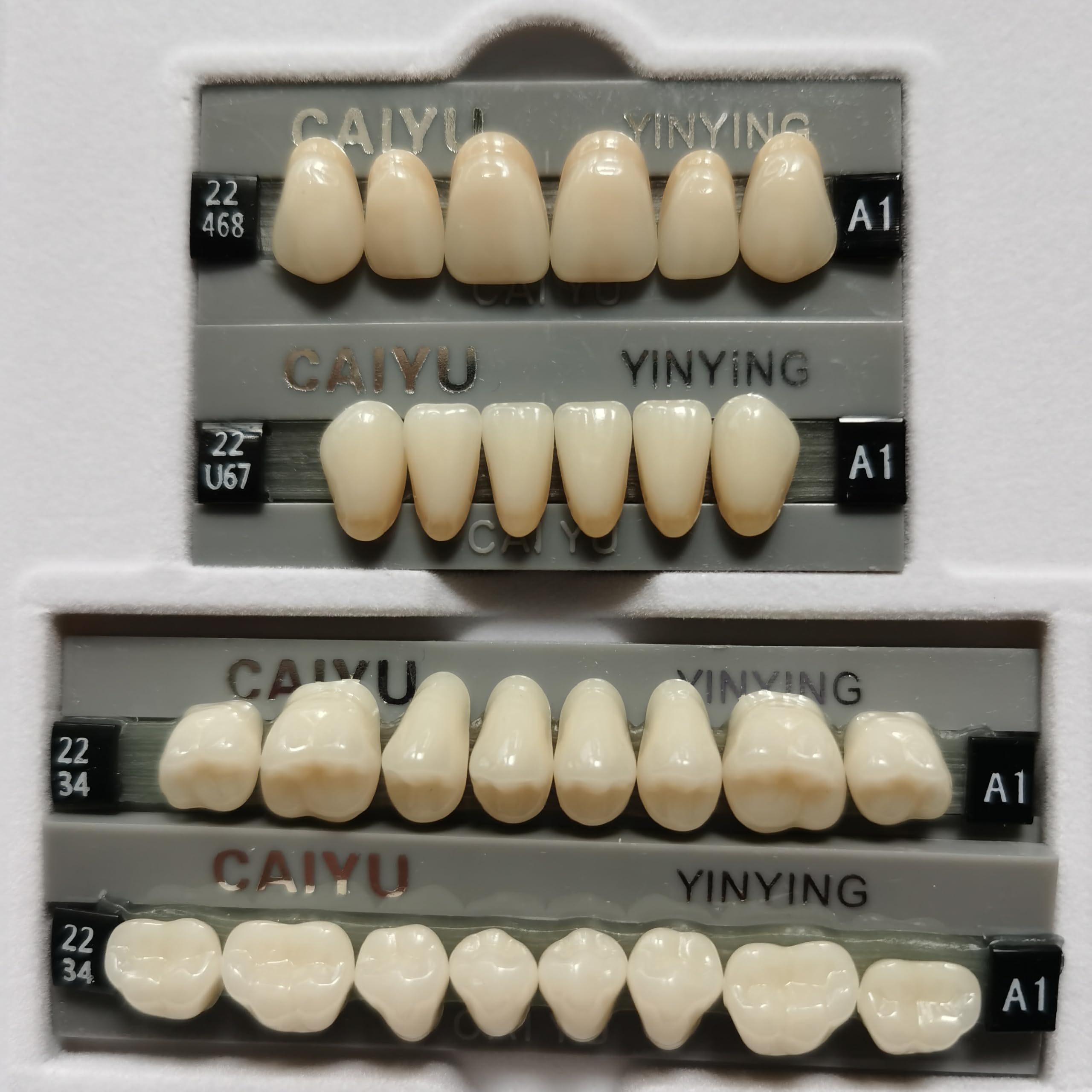 SDent® 2 Boxes 3 Layers Super Hard Synthetic Resin Teeth Multi-Layer Acrylic Composite False Teeth Denture Polymer Polymerial Materials 2 Mouths/Box & Full Set & A3 & 56PCS