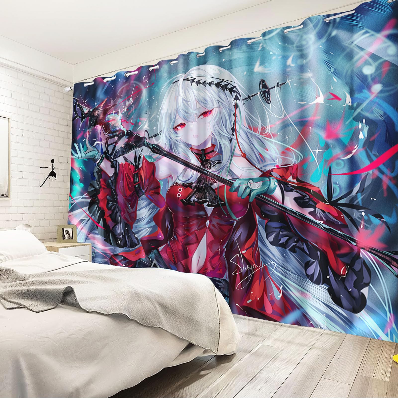 Rideaux occultants Anime Fille Fantaisie Anime Fille Cartoon Manga Japonais Rideau occultant Pour chambre à coucher Chambre d'enfant (183x160cm(LxH)/ 91.5x160cmx2,8)