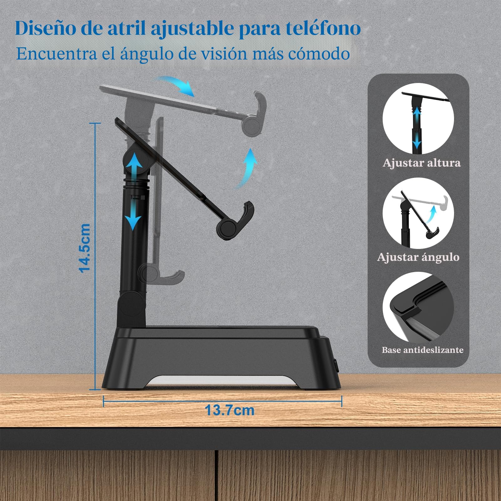 Altavoz Bluetooth con Soporte Movil Mesa y Luz Nocturna,Altavoz Portatil Bluetooth con Soporte Móvil Mesa Ajustable para iPhone/Samsung/iPad, Regalos Originales para Hombre y Mujer