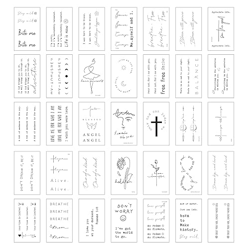 Miniatura 4 de DIVAWOO Tatuaje temporal realista 60 hojas de tatuajes falsos pequeños 40 piezas de tatuaje de palabras inspiradoras 20 calcomanías de tatuaje de