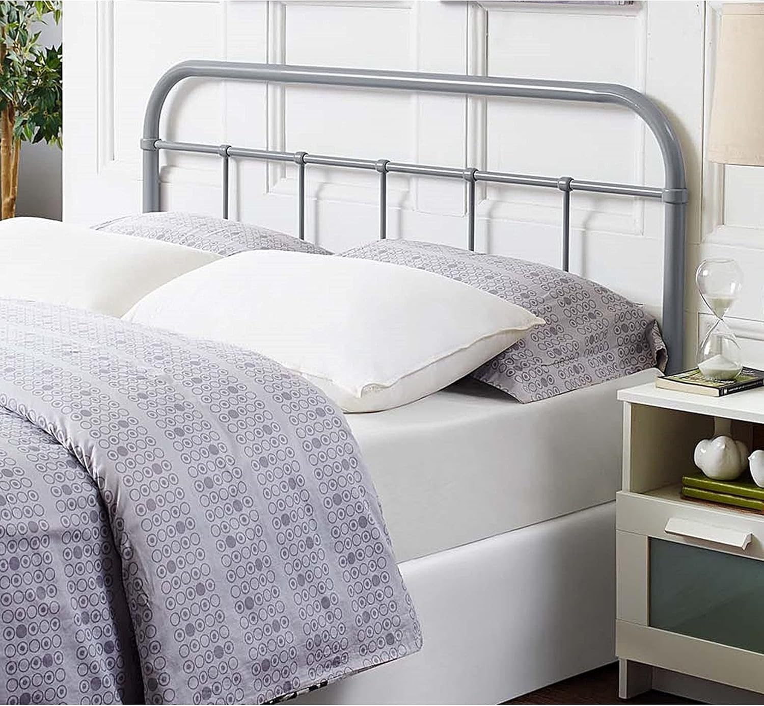 Classic King Size Grey Metal Headboard Modern Contemporary
