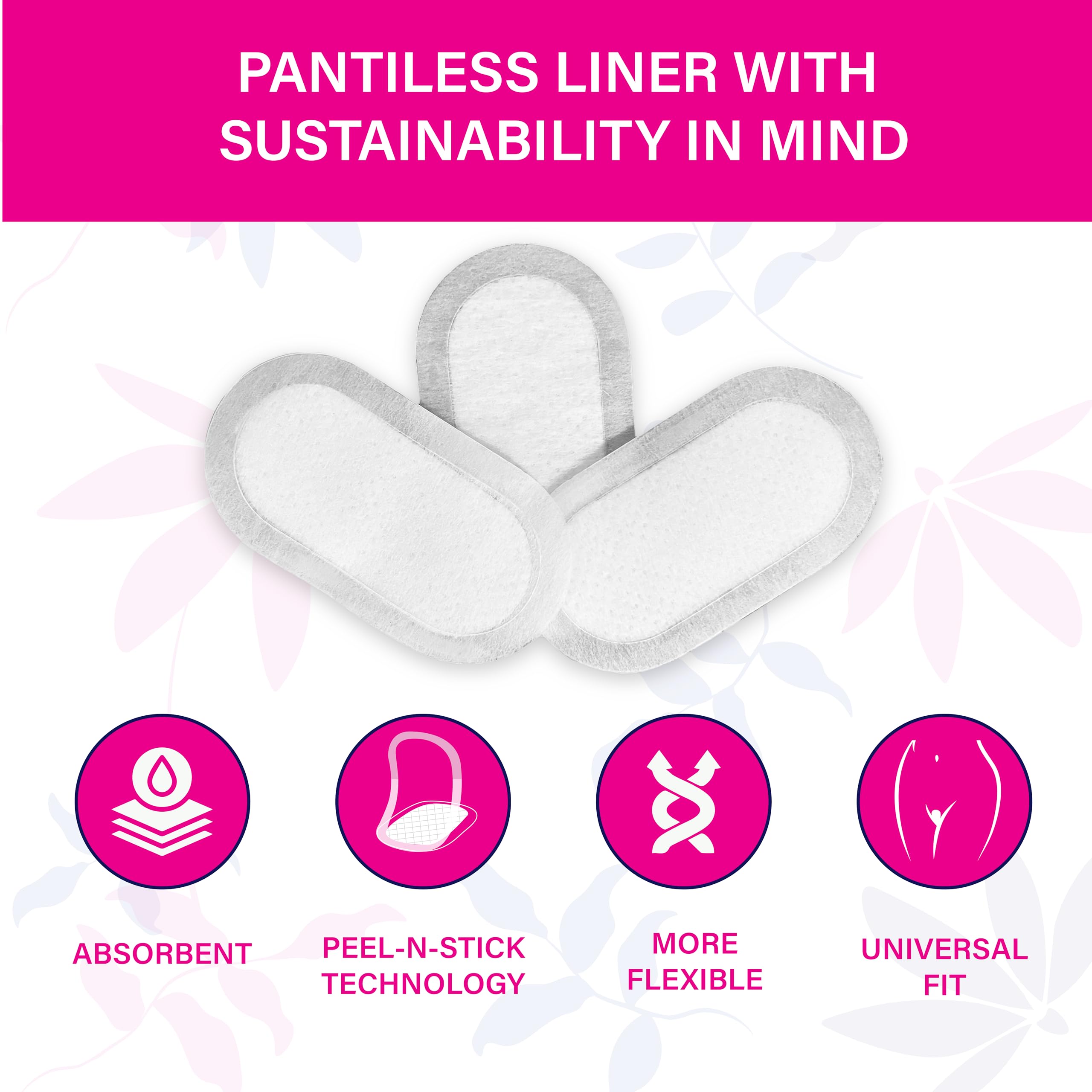 Femeflex Pantiless Panty Liners - Trial Pack (2 Count) Discreet|Compact|One Size Fits All|Wear All Day|Incontinence Support|Slight to Moderate Urine Leakage| No Panties No Problem