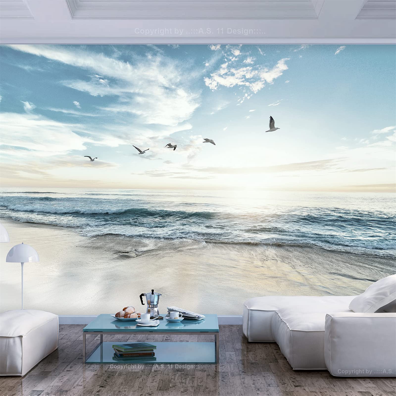 Fotomural Playa Dunas Y Mar | Vinilo XXL Despegable | Muralo | Papel Pintado 3D Arena