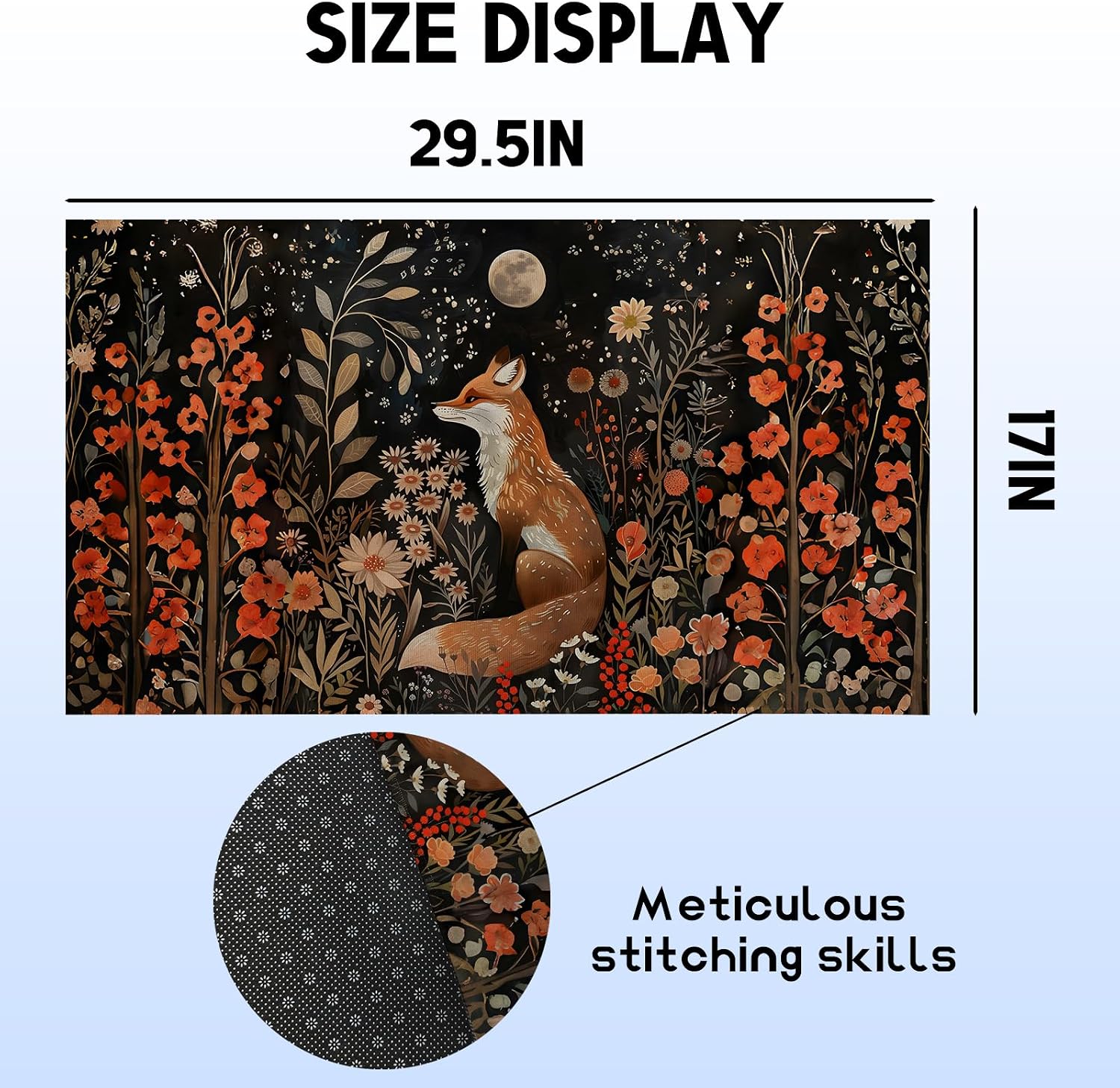 Fox Moonlit Floral Indoor Doormat Non-Slip Welcome Mat 17x29.5 Inch, Quick Absorbent Entryway Rug, Non-Woven Fabrics Front Door Mat, Area Rug for Kitchen, Bedroom, Home, Office