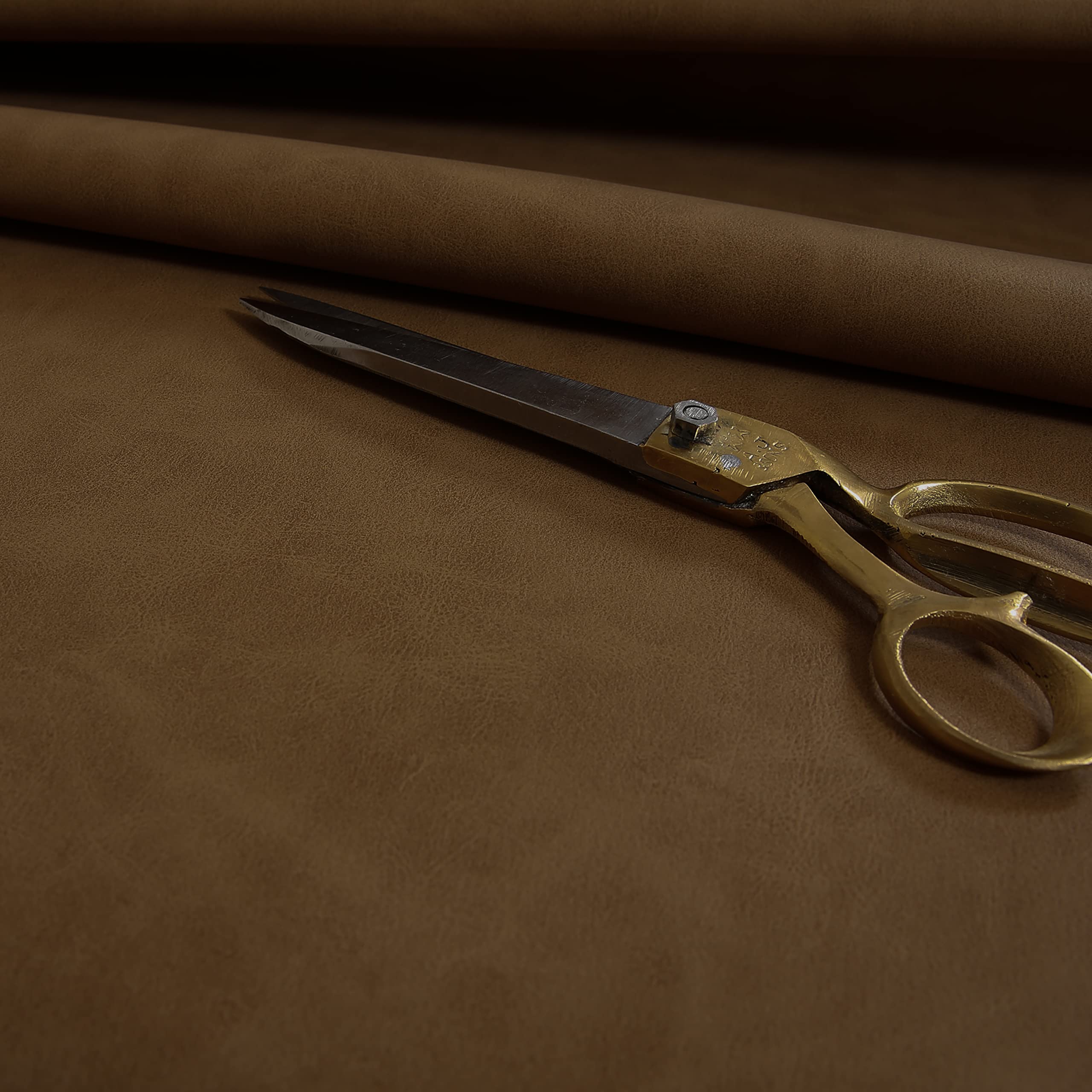 Redbrick Mill Fabrics Faux Leather Upholstery Fabric, Flame Retardant Aged Distressed Leatherette Soft Semi Suede, Light Brown (Per Metre)