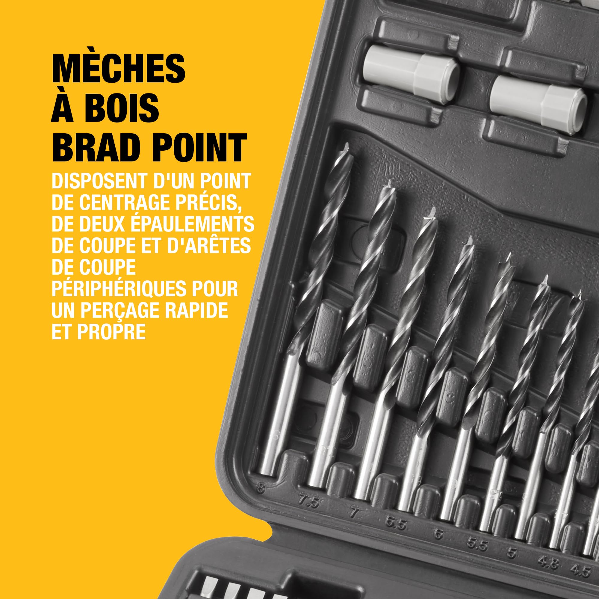DEWALT Coffret de 109 Accessoires Percage Vissage.13 Forets HSS, 13 Mèches à bois, 5 Mèches Béton,50 Embouts de vissage 25mm, 13 Embouts 50mm, 10 Douilles, 2 Extracteurs de vis,1 Fraise, DT0109-QZ