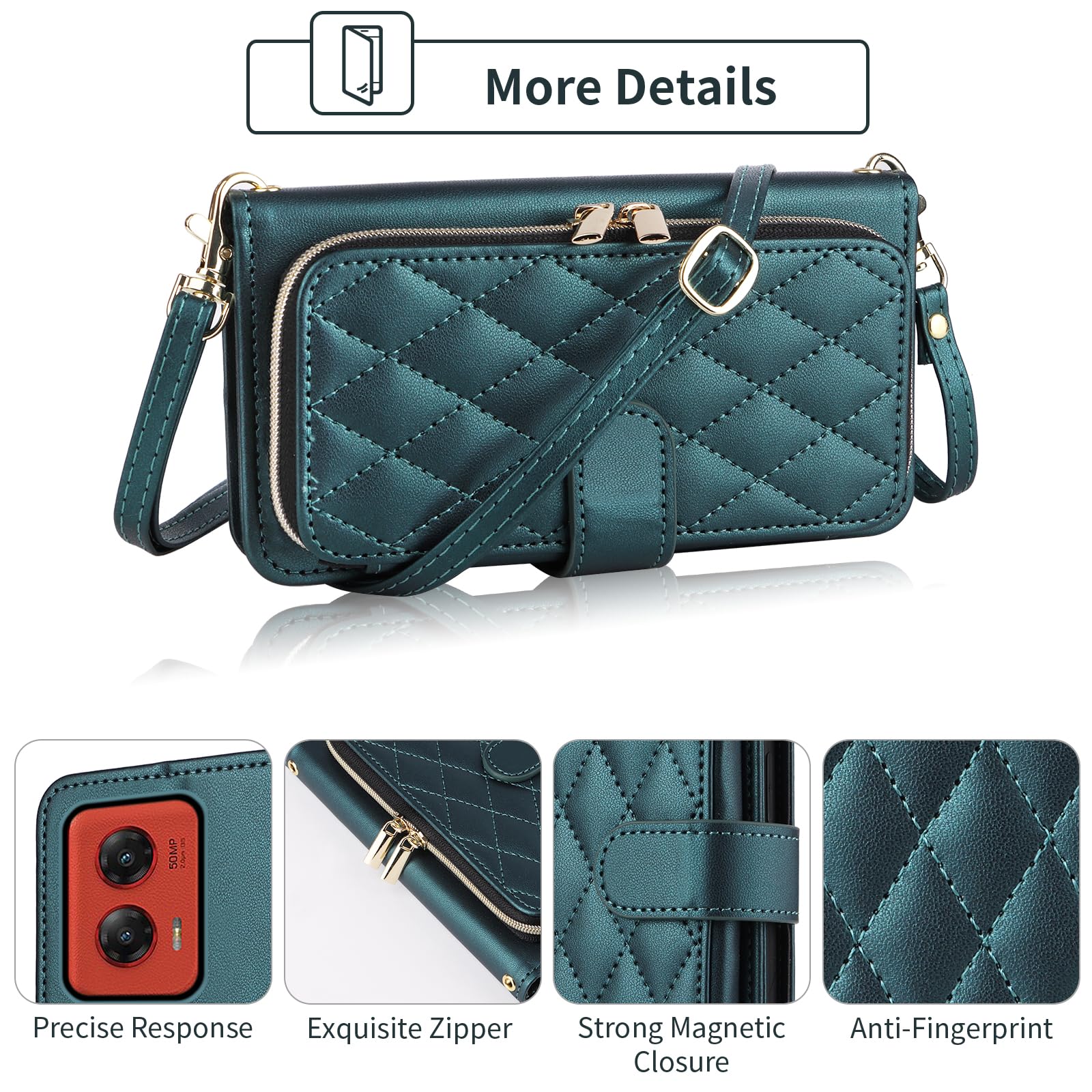 Custodia a portafoglio per Motorola Moto G Stylus 5G 2024 da donna | Ragazze, cinturino da polso/tracolla, slot per schede, borsa con cerniera Argyle, custodia per cellulare a scacchi in pelle