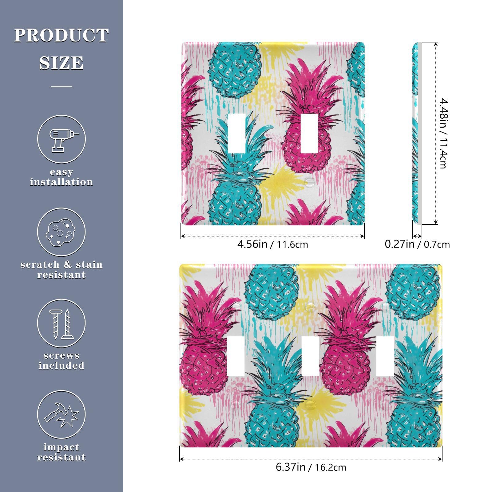 Light Switch Cover Pineapple Wall Plates for Electrical Outlets 3 Gang 202a8698