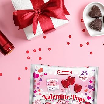 Heart Shaped Valentine Lollipops, Individually Wrapped Bulk Candies For Classroom Exchanges, Themed Party Candy, 25 Count Bag