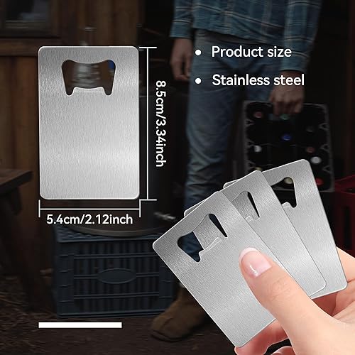 Miniatura 2 de 50 unidades de abrebotellas de tarjetas de crédito, abrebotellas de cerveza de acero inoxidable, tarjeta de abrebotellas de plata para boda, fiesta,