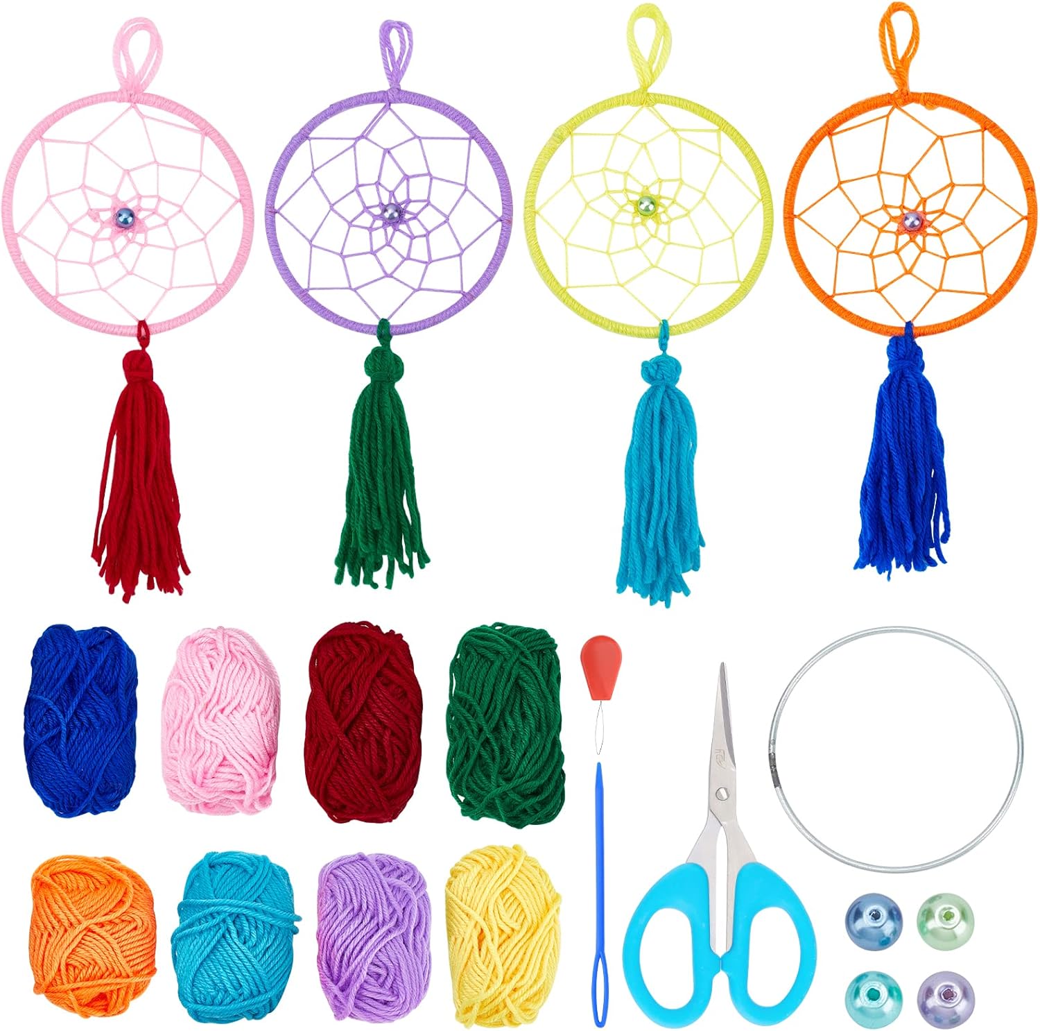 FREEBLOSS 4 Set 4Inch Colorful Yarn Dream Catcher Small