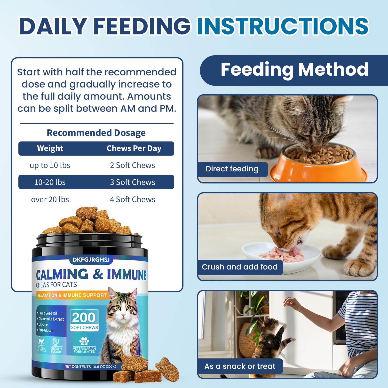 Cat Calming Treats, 200 Hemp Calm Soft Chews to Soothe Stressed Cats Anxiety Relief & Immune Support Chicken Flavored - image 7