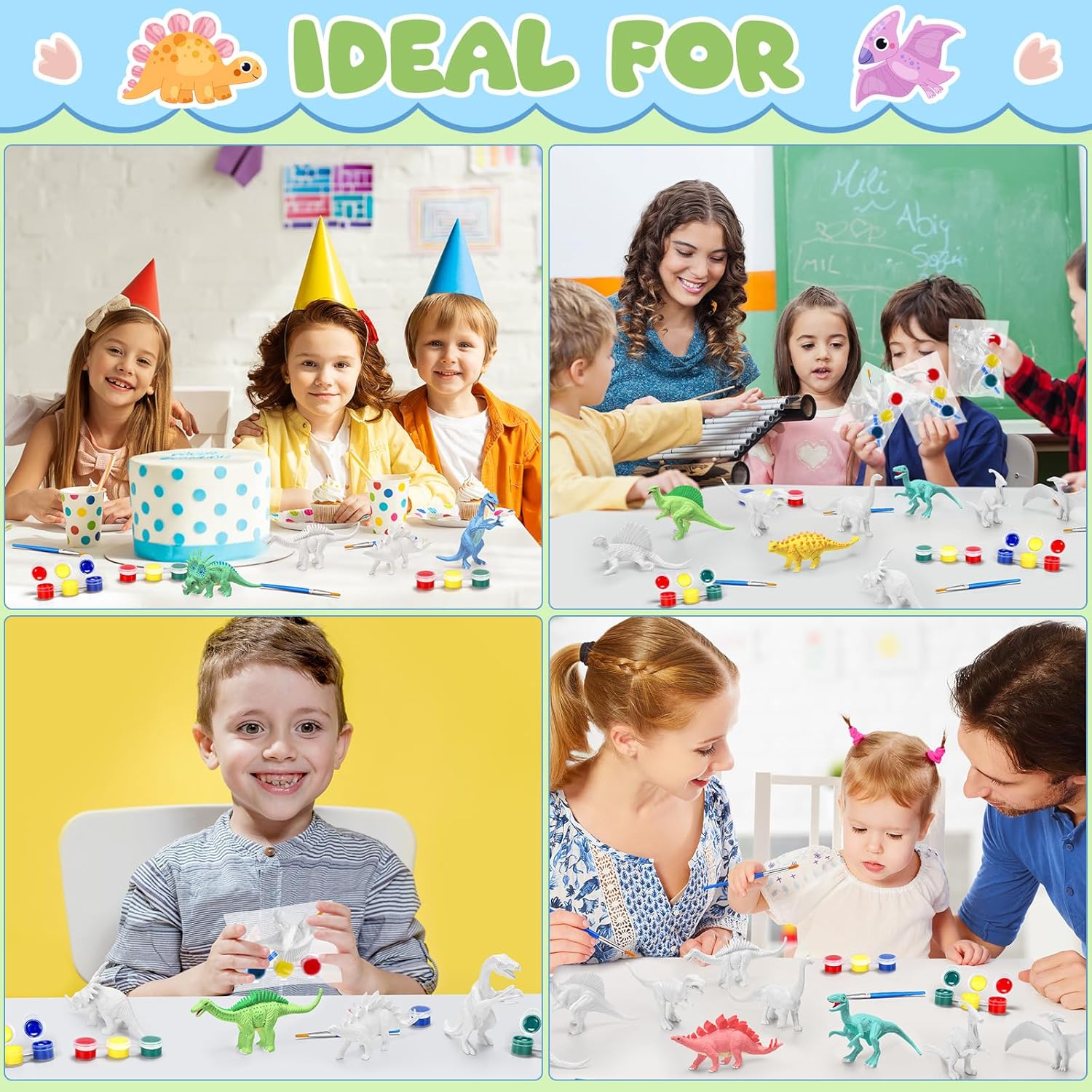 24 Set 3D Dinosaur Ceramic Painting Toys Kit for Kids Paint Your Own Ceramics Dinosaur Figurines DIY Dino Arts and Crafts Create a Dino World Painting Educational Creativity Toys Gifts for Boys Girls