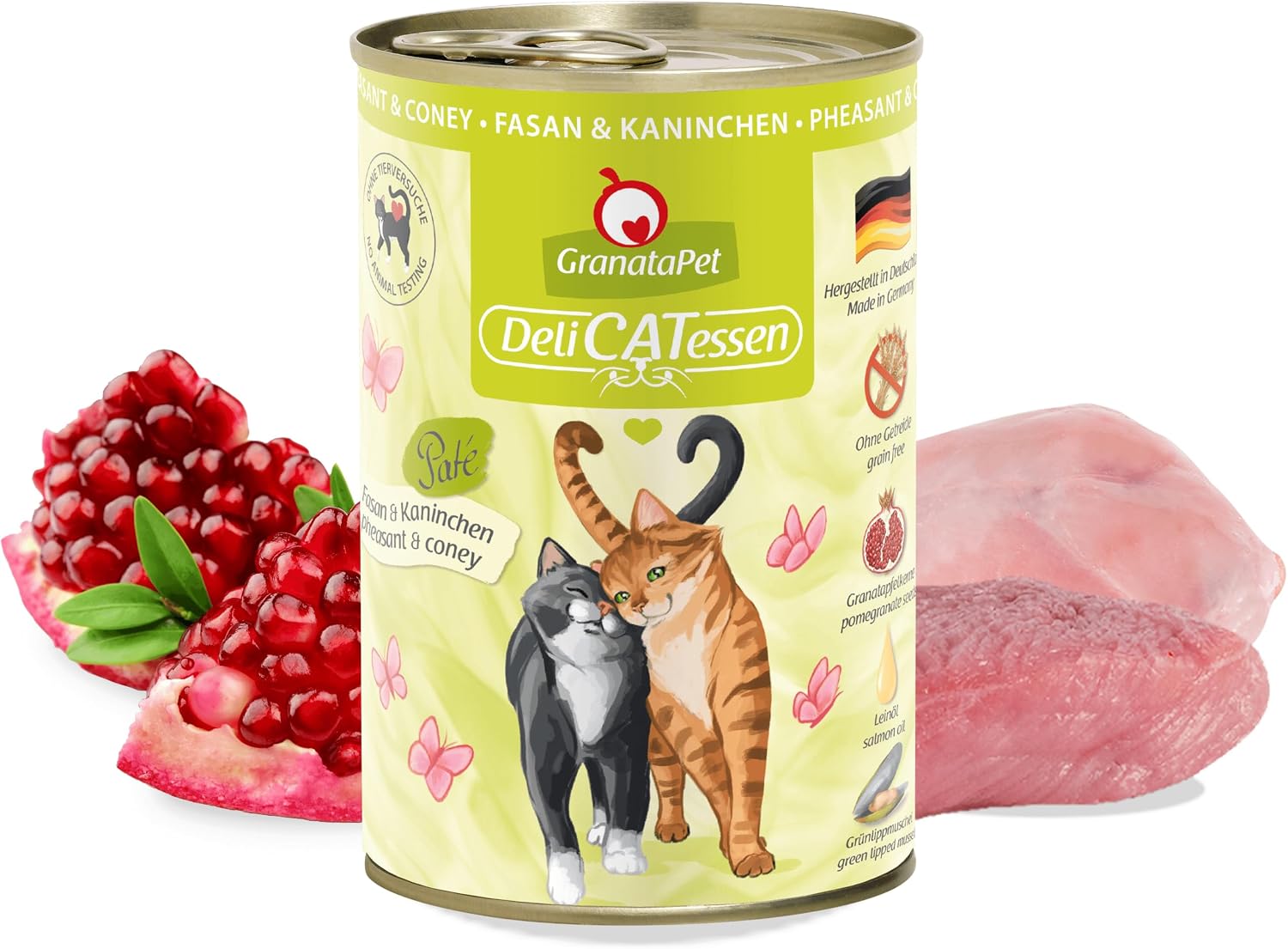 GranataPet Delicatessen Pheasant & Rabbit, Wet Food for Cats, Cat Feed for Gourmands, Grain-Free Feed & No Added Sugar, 6 x 400 g Pheasant & Rabbit l
