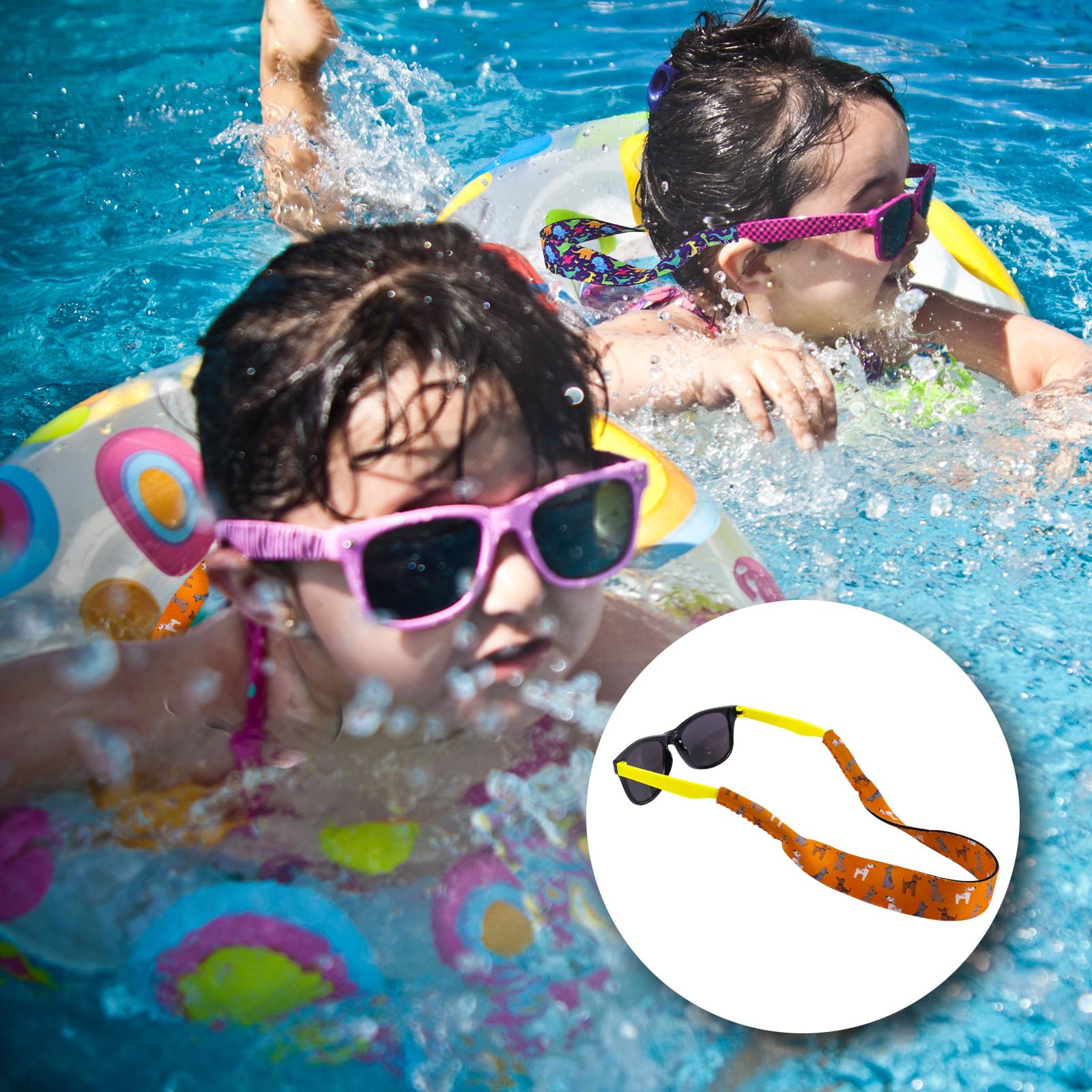 8 Uds Correas para Gafas de Sol para Niños 37x2,5cm Neopreno Correas para Gafas Estilo Infantil Ajustable Correa Gafas Flotante Cordón Suave para gafas de Sol para Deportes Acuáticos(8 Estilos)