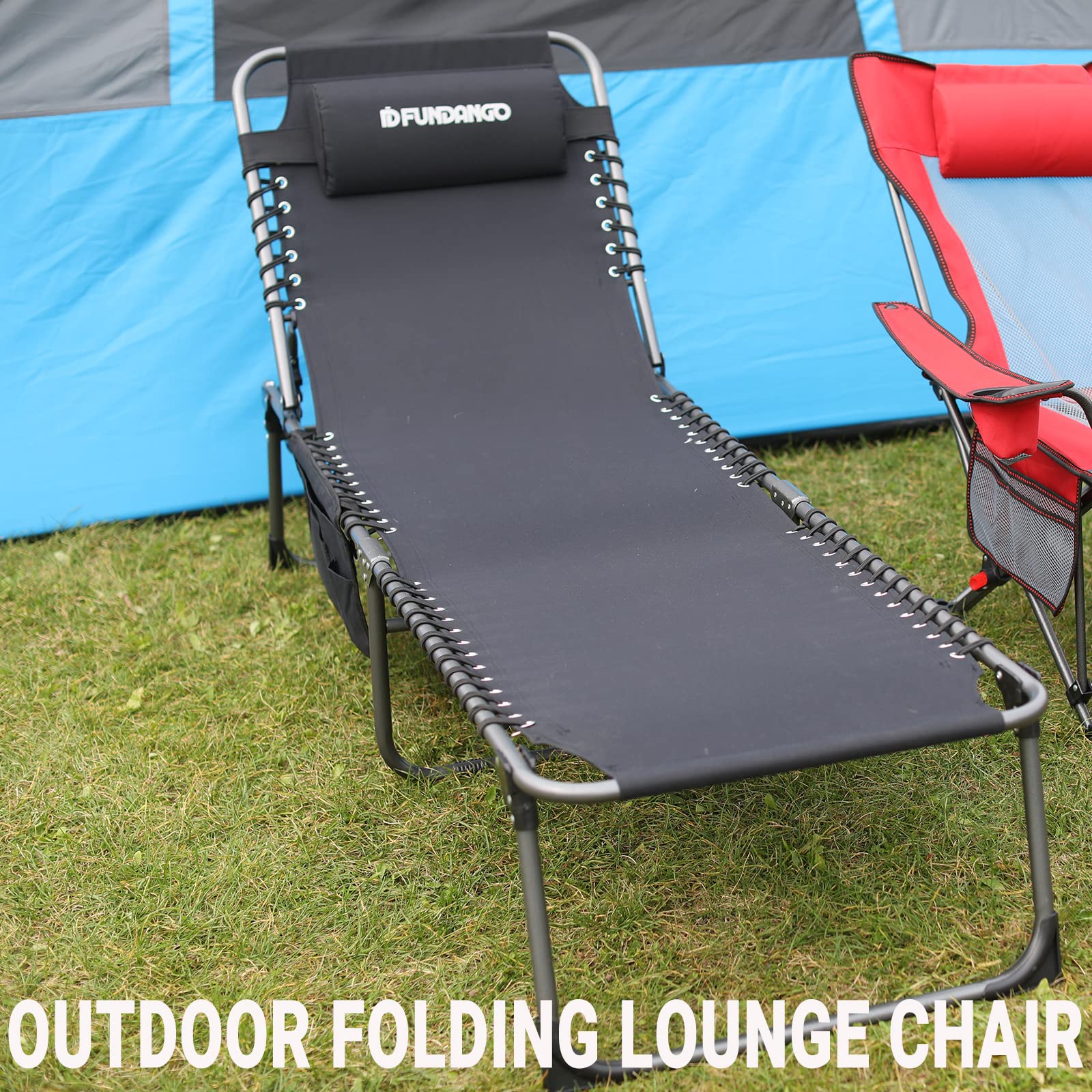 Buy FUNDANGO Folding Chaise Lounge Chair for Outdoor, Lawn, Patio