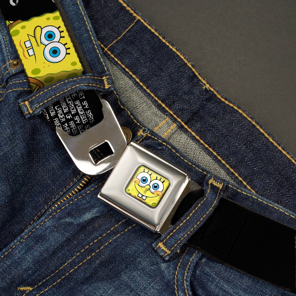 Sponge Bob 3-D Face CLOSE-UP Seatbelt Belt - Sponge Bob & Patrick Starfish/Spy Profile MASTERS OF DISGUISE Webbing X-LARGE