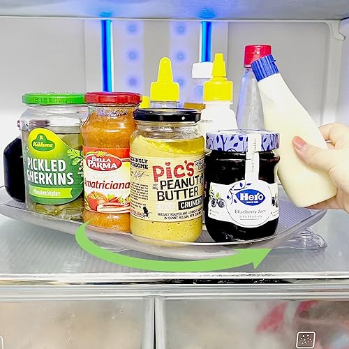 Refrigerador Lazy Susan, giratorio de 360 grados, rectangular, Lazy Susan para refrigerador, estante de almacenamiento de condimentos de encimera,