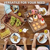 Vista 7 de 2 PCS 16 x 12 in Large Solid Acacia Wood Serving Trays Rectangular Wooden Serving Platters Natural Wooden Boards for Bar Coffee Party（Wood Log Color）