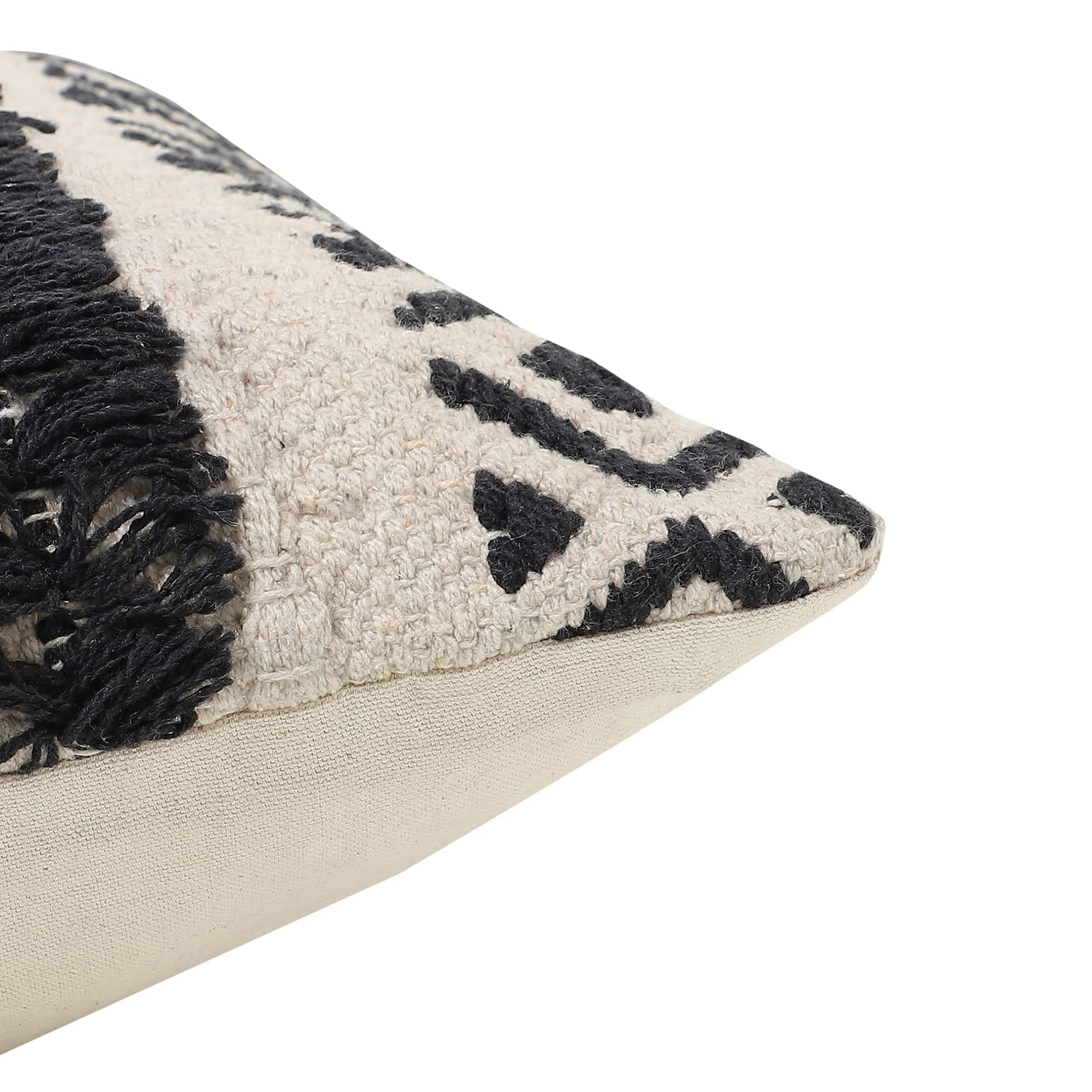 · REDEARTH · Juego de 2 fundas de cojín texturizadas tejidas a mano para sofá, cama, silla, comedor, patio, exterior; 100% algodón (18 x 18 pulgadas; negro)