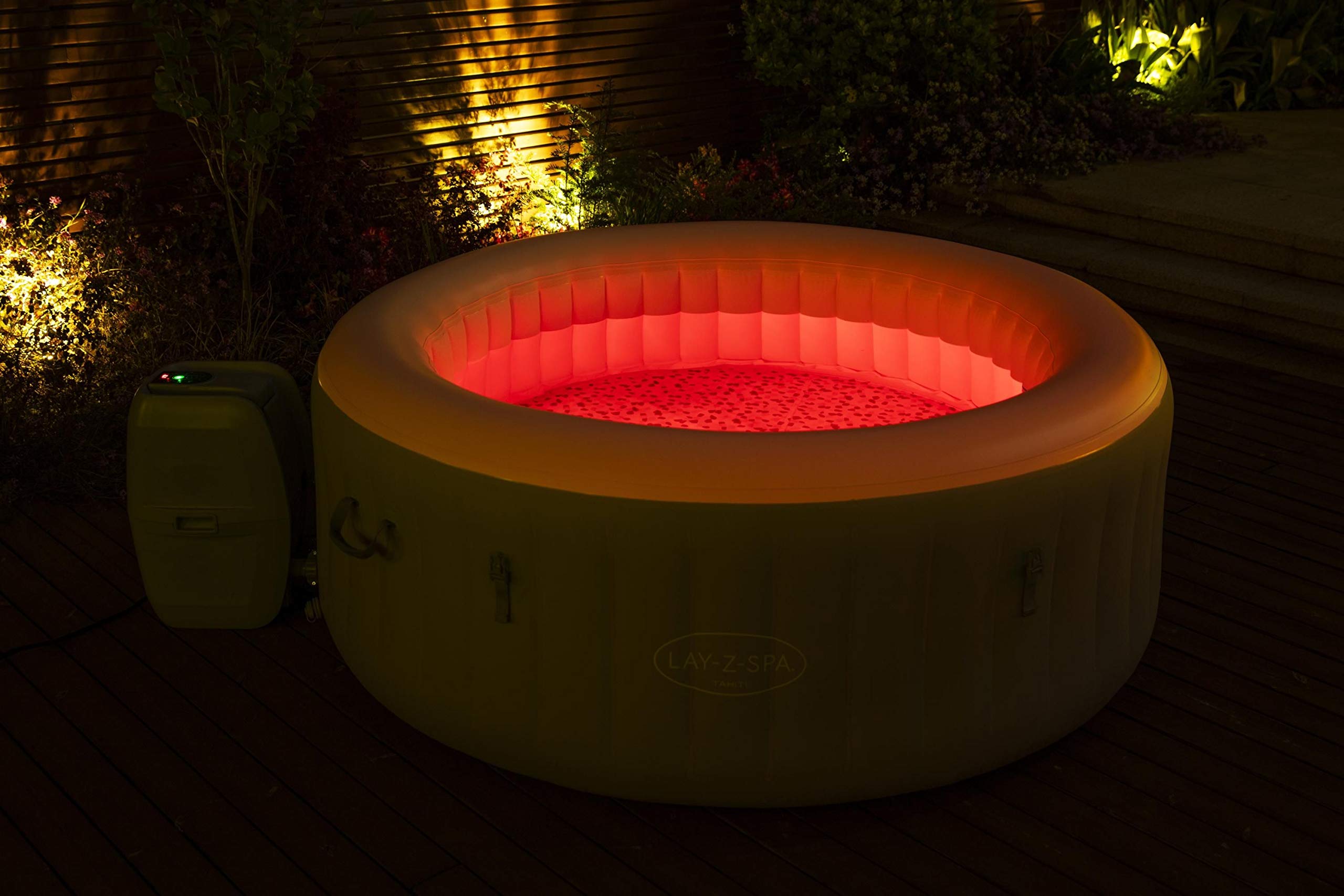 BESTWAY - SPA Hinchable Lay-Z-SPA Tahiti para 2-4 Personas Redondo 180x66 cm con Luces LED