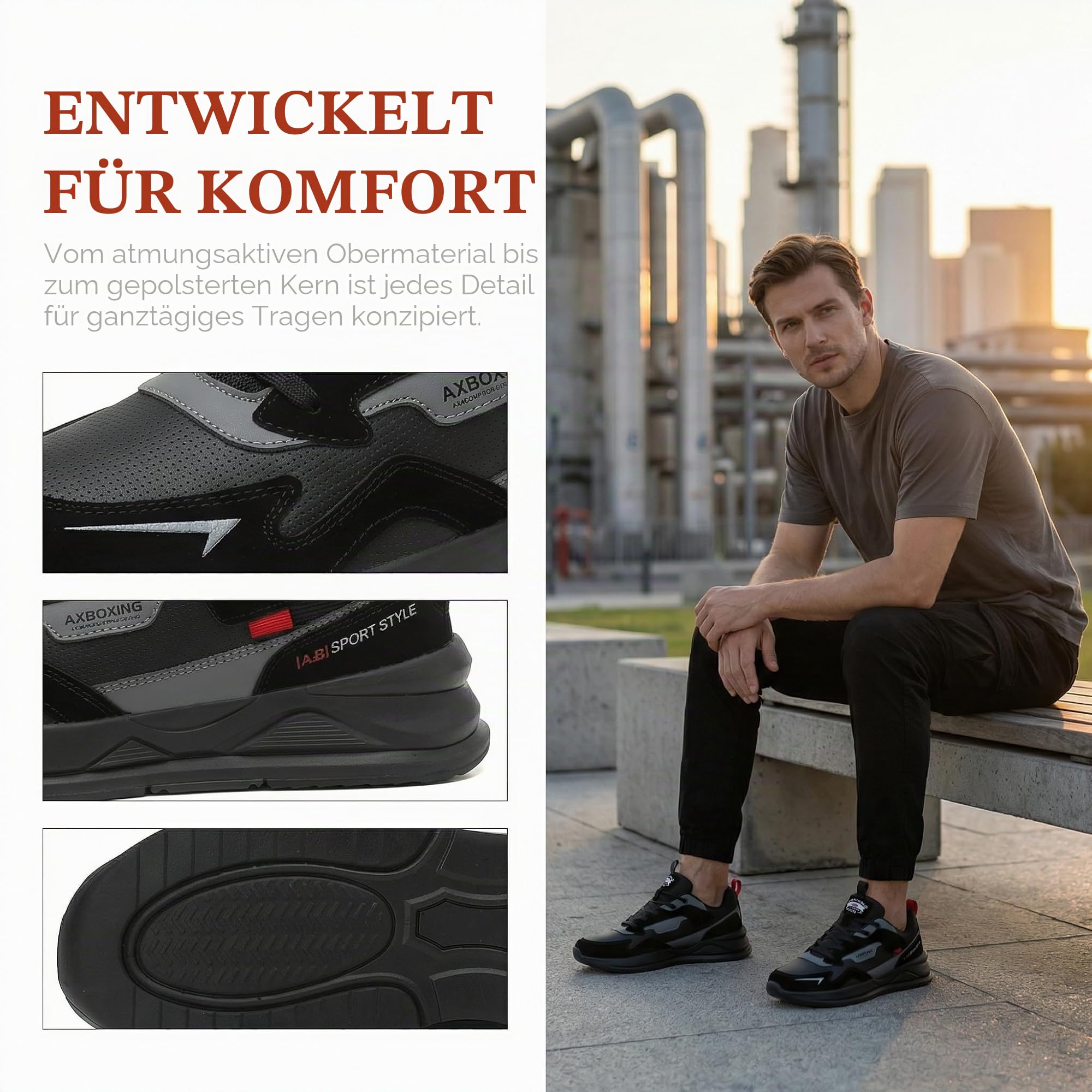 AX BOXING Leichte Sneaker Herren Freizeitschuhe Mode Herrenschuhe Atmungsaktive Laufschuhe Bequeme Sportschuhe rutschfeste Walkingschuhe Größe 40-46 EU