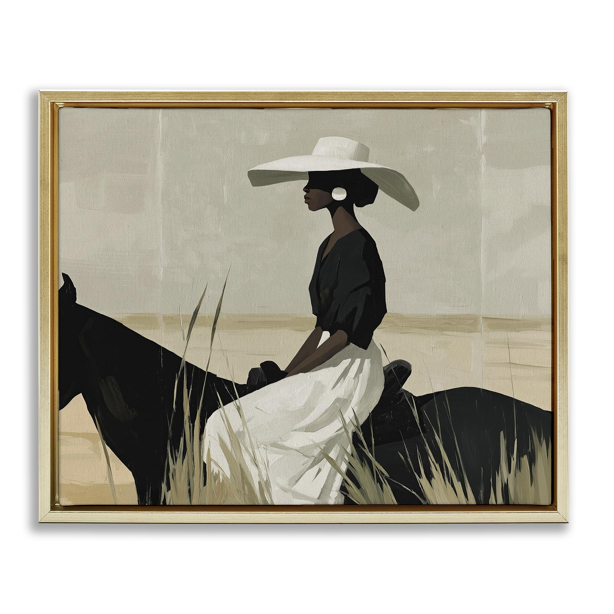 Stupell Industries Equestrian Elegance Silhouette 'Equestrian Elegance Silhouette', Floating Frame Canvas Art, Gold, 31 X 25 Inches, Easy To Hang And Sturdy, Made In Usa, By Svetlana Aleynikova