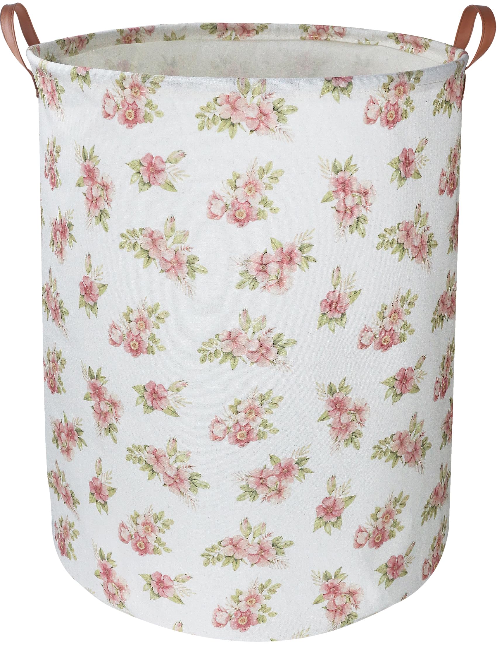 NTAOHAMPER Pink Flower Laundry Hamper, laundry Basket, Nursery Hamper,Waterproof Storage Bin for Bedroom,Clothes Organizer Basket, Room Decor(Pink Flower)