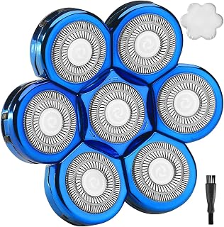 Upgrade 7 Blades Head Shaver Replacement Head Blades for Freedom Groom*** AidallsWel and Most Mainstream Brands Head Shaver Electric Shaver Replacement Head (7 Blue)