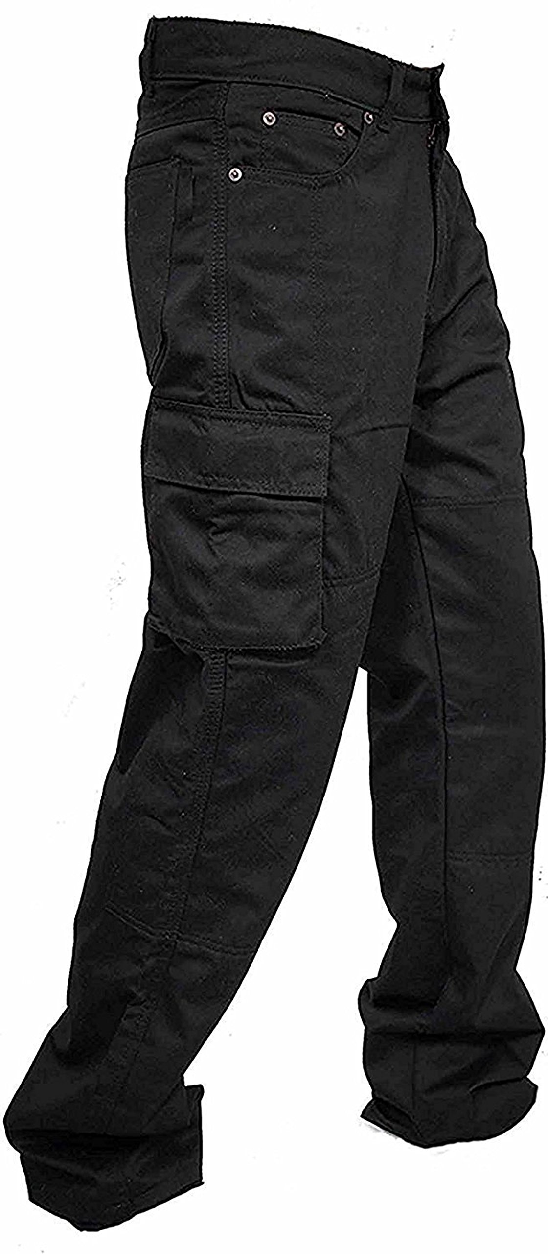 Mens Work Trousers Multi Pockets Cargo Combat Work Pants Work Trousers for Man Black