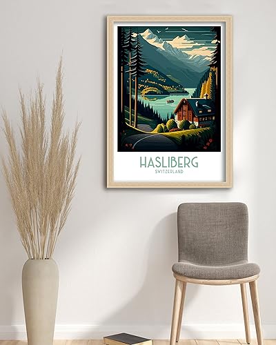 Miniatura 3 de Hasliberg - Póster de pared de Suiza, arte de pared de Hasliberg, ilustración de Suiza, póster de viaje, decoración del hogar, 96 póster de viaje