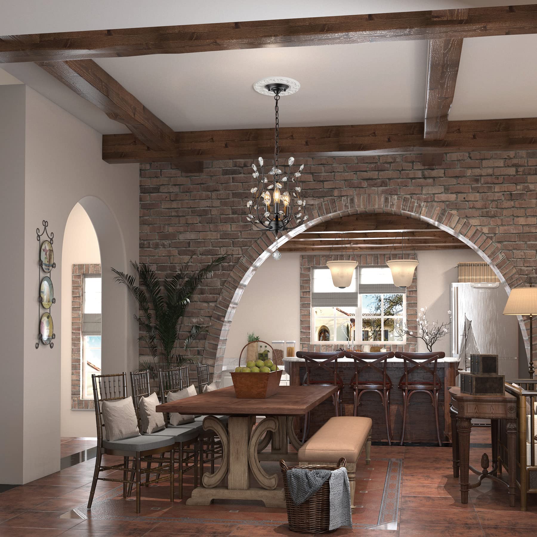 ELFCAB 2 PCS Vintage Carved Flower PU Ceiling Medallion For Light Fixtures And Ceiling Fans 10-1 - View #7