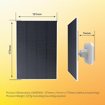 Yale - Solar Panel Şarj Cihazı - SV-SPC3W-1A-V1 | Yale Akıllı Dış Mekan Kamerası ile Uyumlu | Dış Mekan Kullanımı | Doğrudan gün ışığında 3W'a kadar güç | Kolay Montaj | 2m kablo | USB-C Konektör