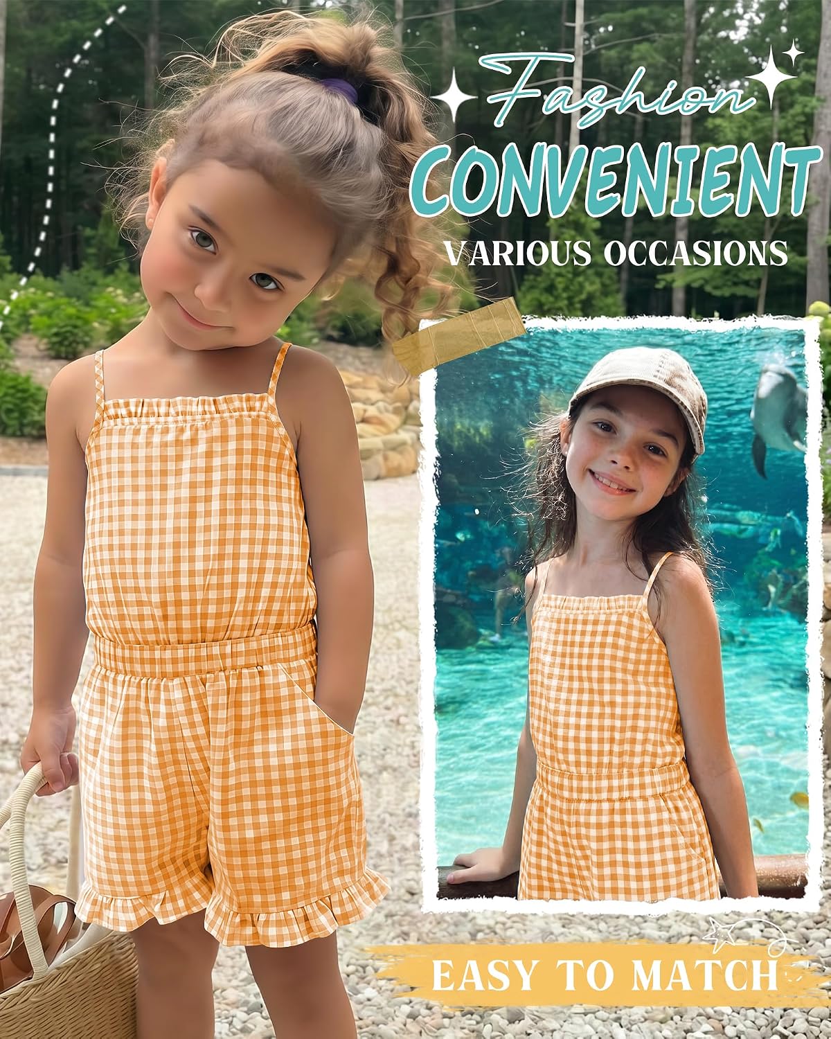 Xaatren Girls Gingham Romper Sleeveless image 5