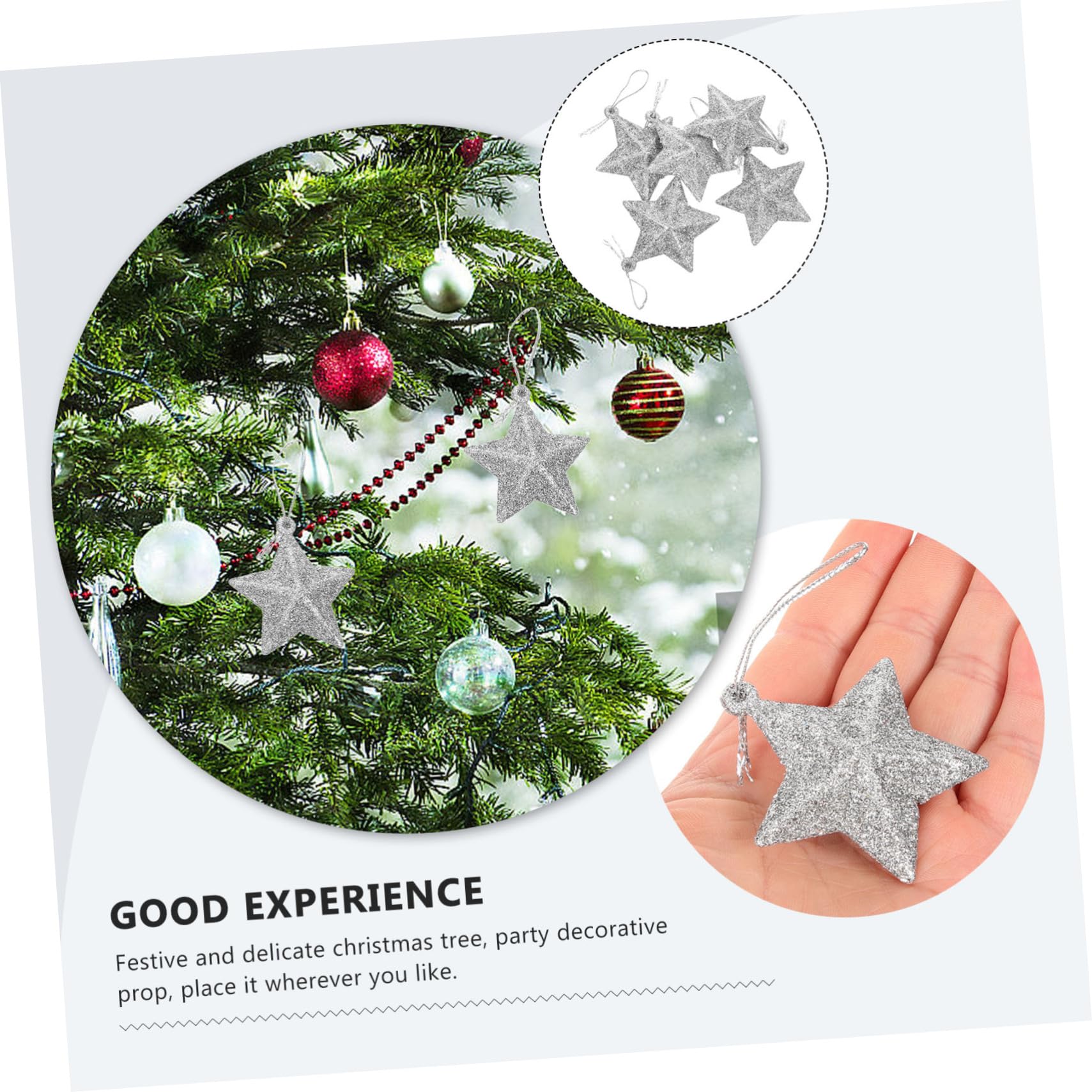 Amosfun 2 Set di Palline a Forma di Stella Decorazioni Natalizie Piccole Stelle per Albero di Natale Decorazioni Pendenti in Pvc per Delicati Decori Natalizi Pezzi * 2