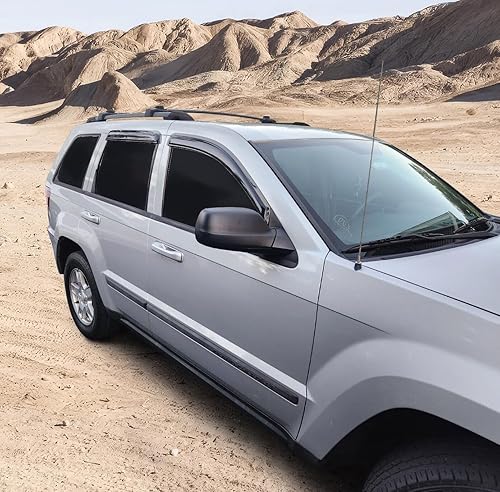 Miniatura 4 de Visera de ventana compatible con Jeep Grand Cherokee 2005-2010, estilo delgado, acrílico, tintado ahumado y semitransparente por IKON MOTORSPORTS