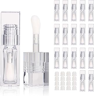 COSIDEA 18pcs Empty 6ml Square Clear PETG lip gloss tubes big deo foot wand lipgloss tube container for lip oil