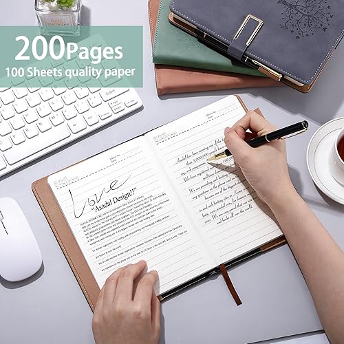 Miniatura 4 de Xinnun Juego de 6 diarios de cuero para mujeres y hombres, regalos de Navidad para empleados, compañeros de trabajo, cuadernos de escritura de tapa