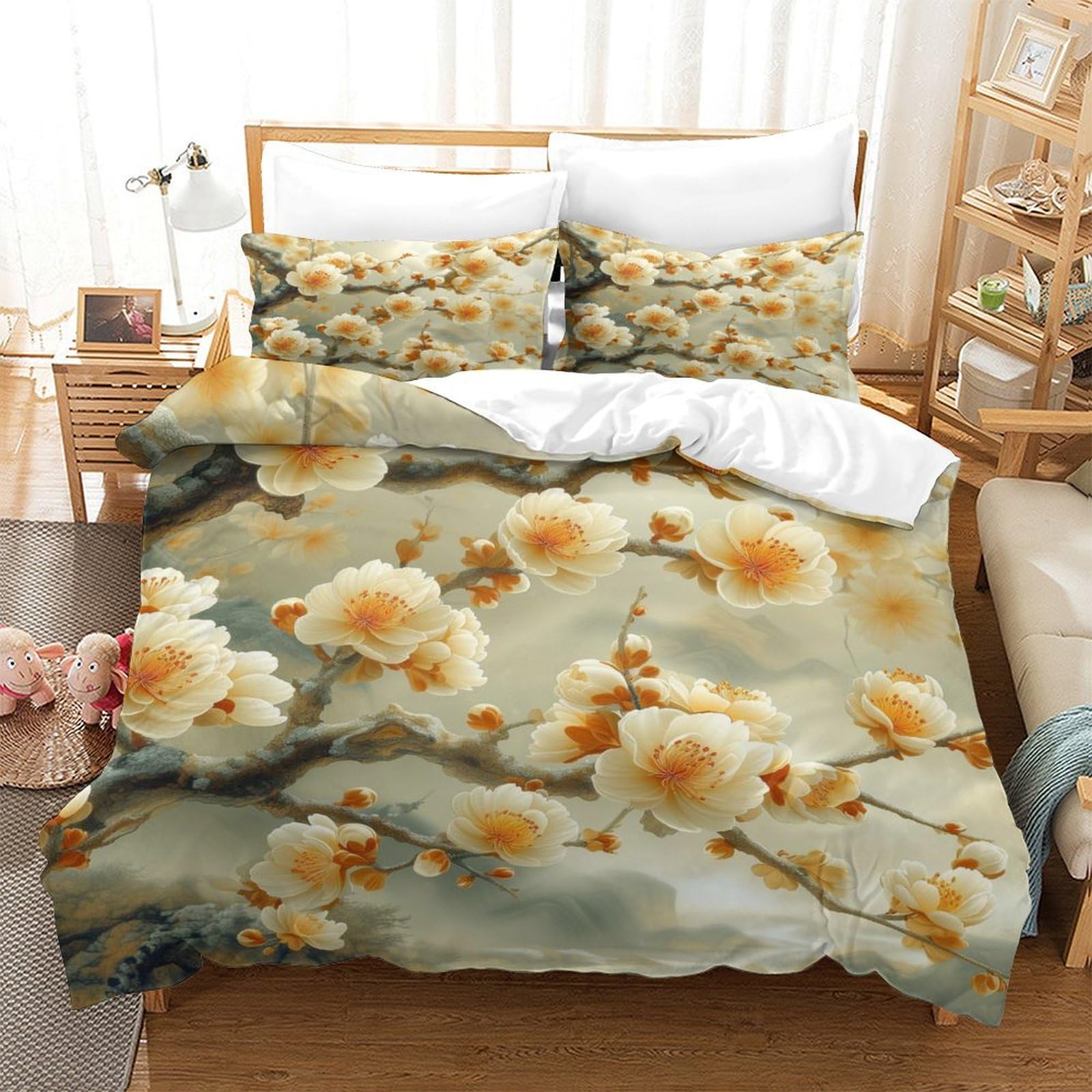 Housse de couette facile à enfiler avec zip invisible lit simple