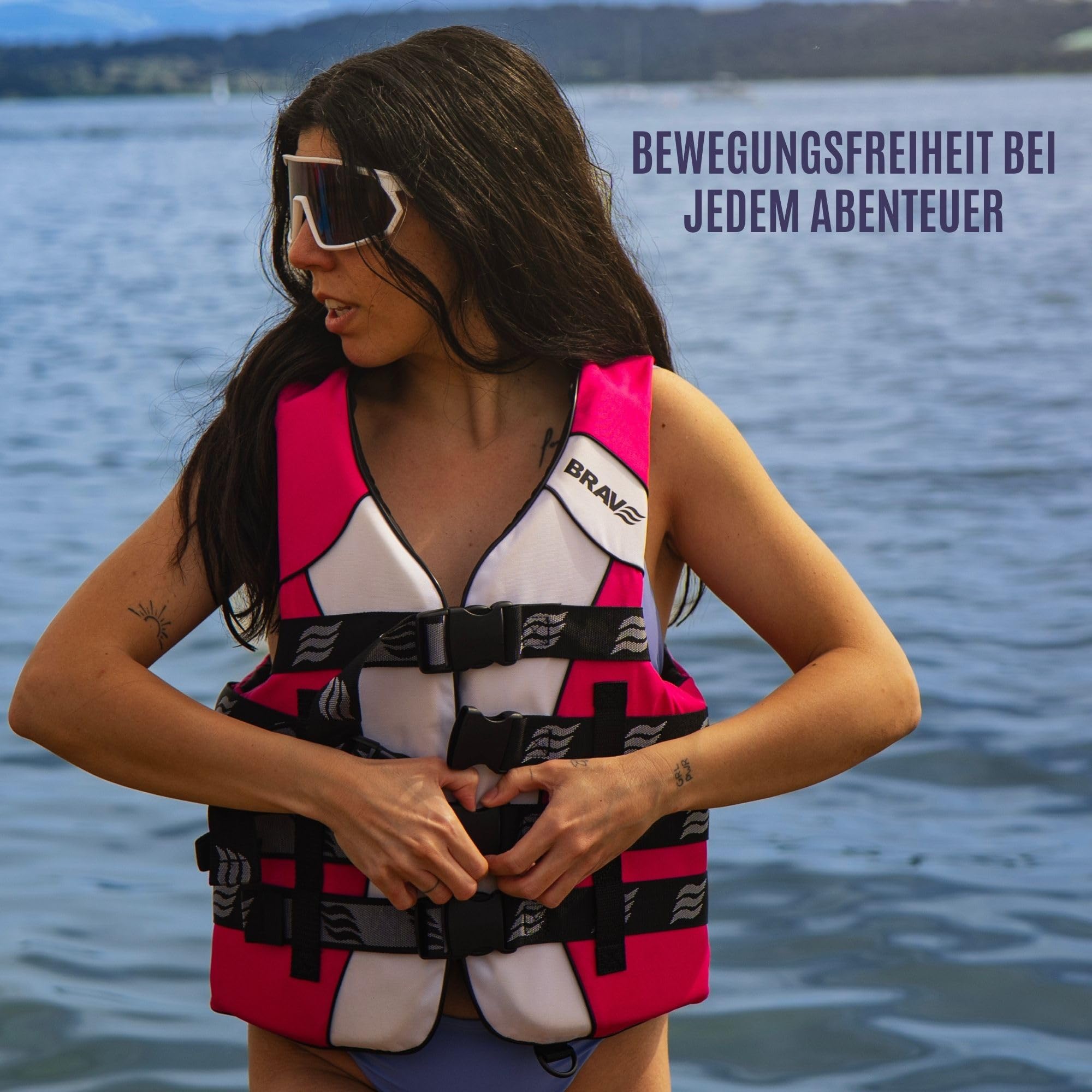 Schwimmweste 50N Damen & Herren – Auftriebsweste für SUP, Kajak, Jet Ski & Wassersport – Hochfestes Nylon mit PVC-Schaum – 4 verstellbare Gurte