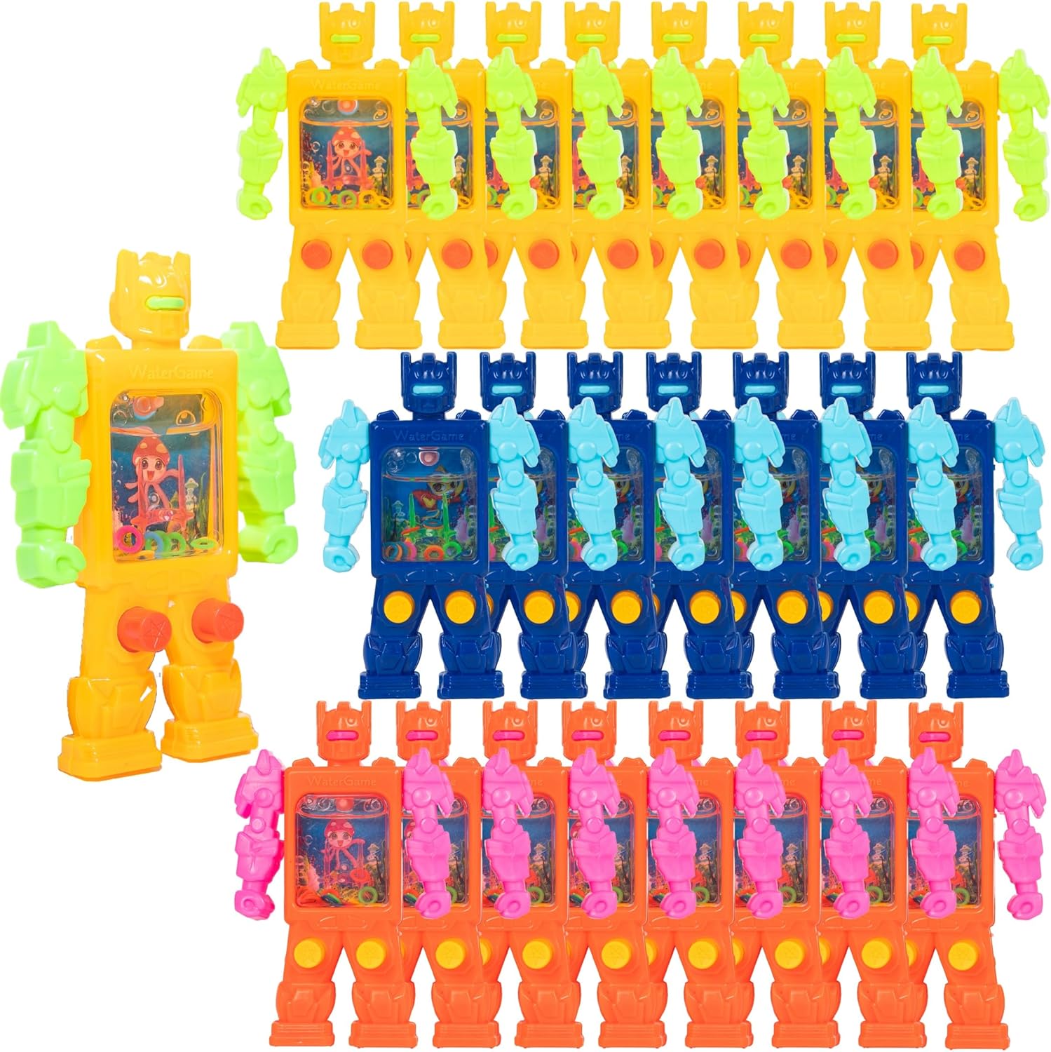 Robot Handheld Water Ring Toss Games for Kids Party Favors Goodie Bags Stuffers Return Gifts for Kids Birthday Classroom Prize Box Rewards Bulk, Halloween/Christmas Pinata Filler Toys 24