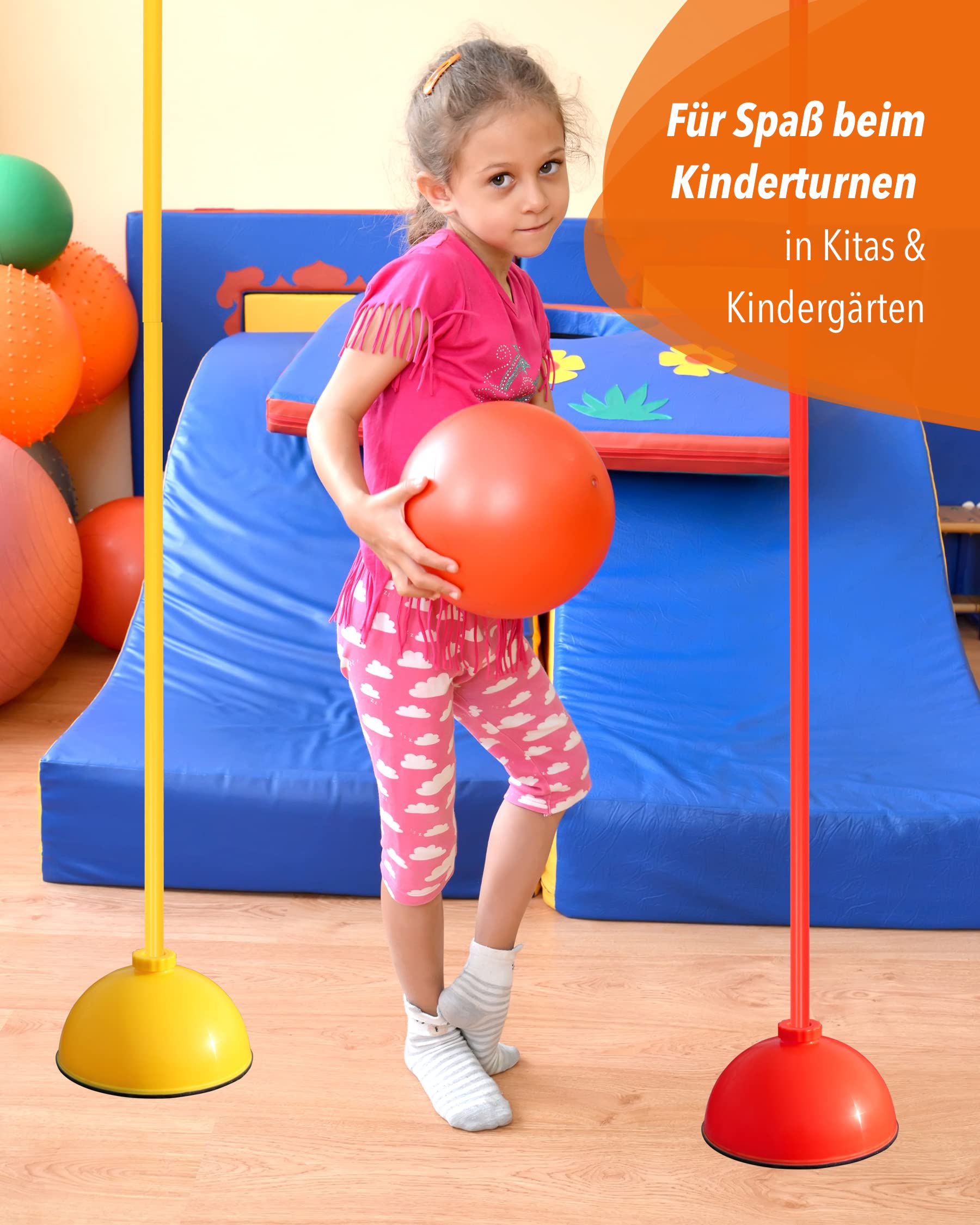 Kombi-Stange 200 cm – 2-geteilt – 2 x 100 cm – ø 25 mm – für den Aufbau von Hürden- & Slalom-Parcours – für Fußball, Leichtathletik & Hundesport
