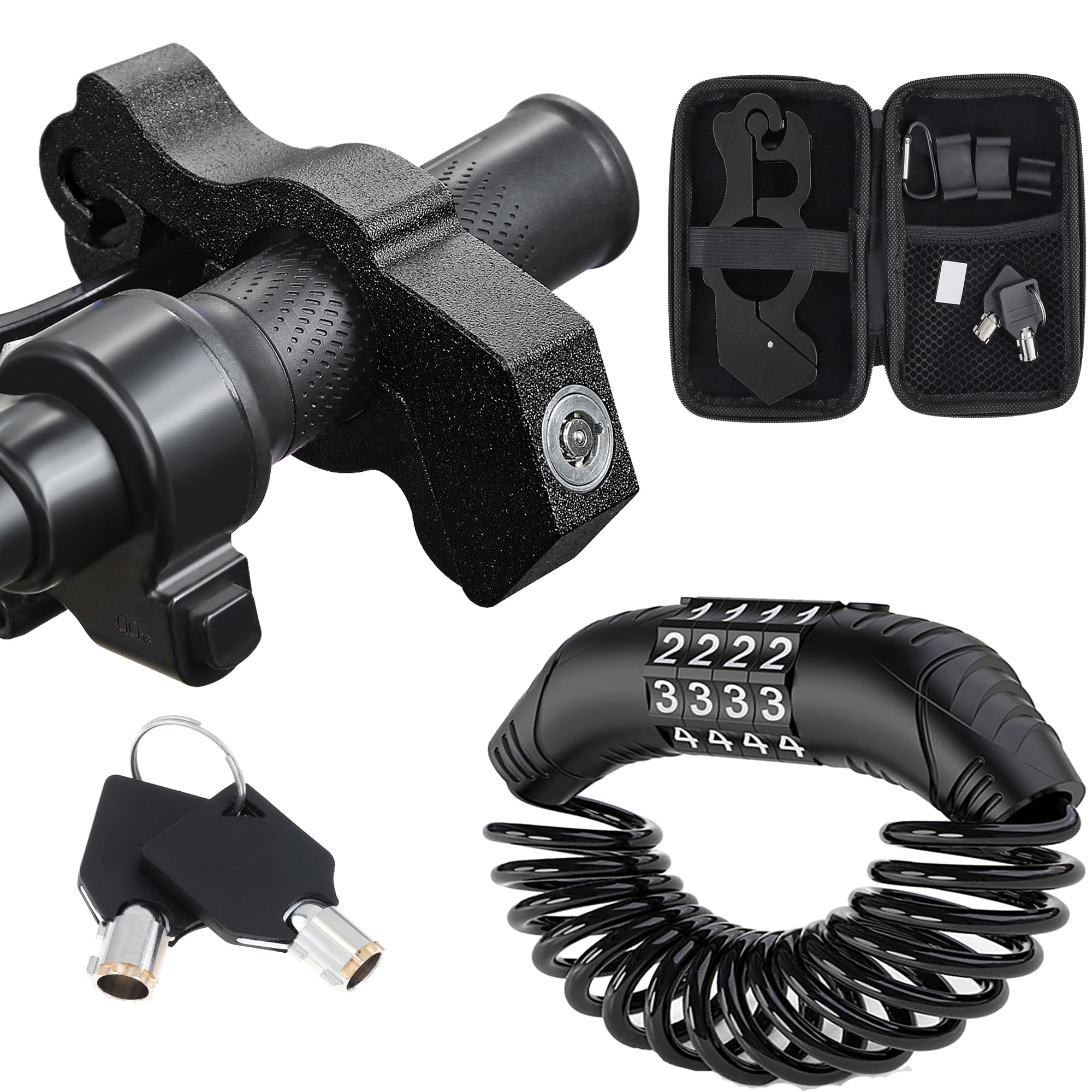 Antivol de moto Windance noir avec verrou de guidon et câble de casque pour scooter