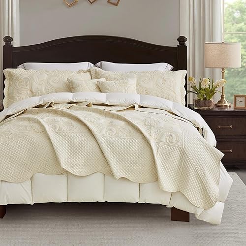 Miniatura 5 de Blythease Colcha King extragrande de 128 x 120 pulgadas, extra ancha, diseño de patrón de cachemira, funda de ropa de cama ligera, reversible, 5